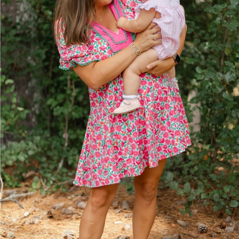 Entro Pink and Green Floral Dress